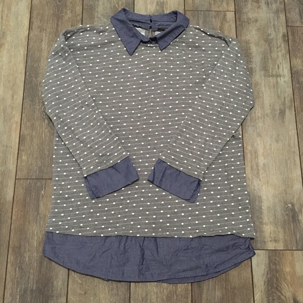 Ann Taylor faux shirttail polka dot sweater small - Picture 2 of 8